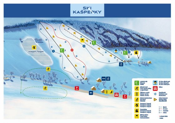 Mapa sjezdovek a vleků Ski Kašperky