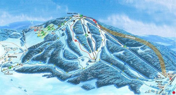 Mapa sjezdovek a lanovek Ski areálu Plešivec
