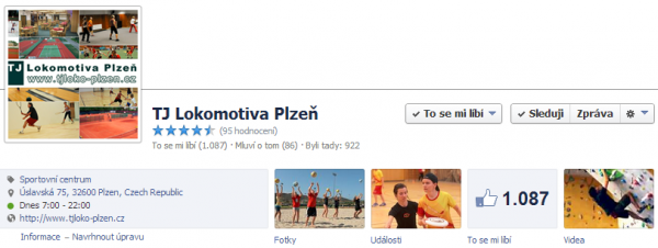 Facebook stránka TJ Lokomotiva Plzeň