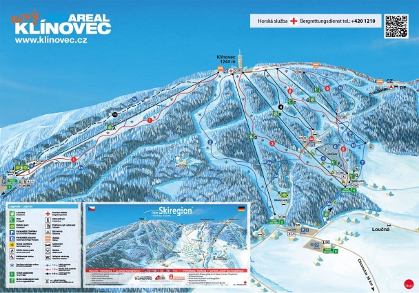 Mapa sjezdovek a lanovek Ski areál Klínovec