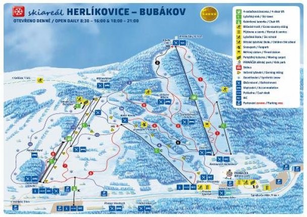 Mapa sjezdovek a lanovek Skiareál Herlíkovice - Bubákov
