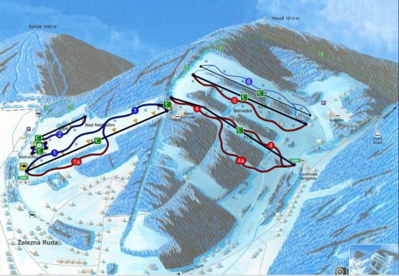 Mapa sjezdových tratí a vleků Ski areál Nad Nádražím