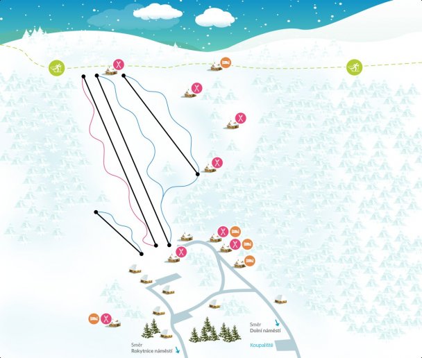Mapa vleků Skiareál Studenov